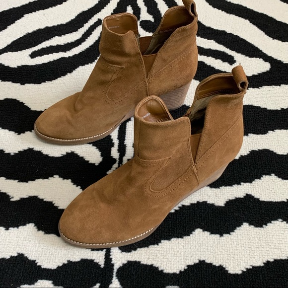 Blondo Irving Waterproof Suede Wedge Bootie In Cognac Size 9.5 - Picture 4 of 13